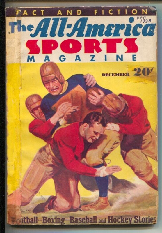 All-America Sports #1 12/1933-1st issue-Football game cover-Joe Louis bio-Bas...
