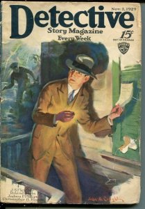 DETECTIVE STORY MAGAZINE-NOV 2 1929-FLETCHER-PHILLIPS-KREBS-good minus G-