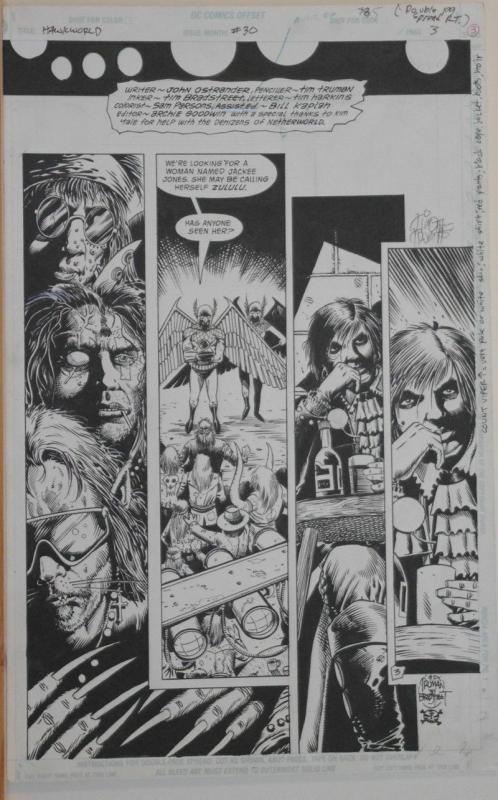 TIMOTHY TRUMAN / TIM BRADSTREET original art, HAWKWORLD #30, Pg #3, 11x17,Signed