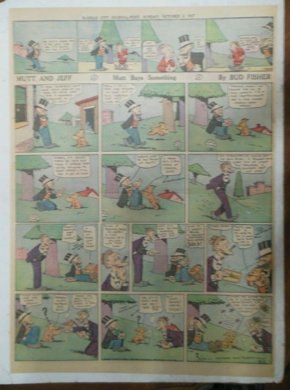 Mutt and Jeff Sunday by Bud Fisher from 10/2/1927 Very Large Full Size Page  