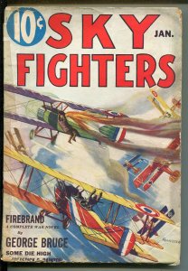 SKY FIGHTERS 01/1933-AIR WAR PULPS-WWI-FIREBRAND-GEORGE BRUCE-vg minus