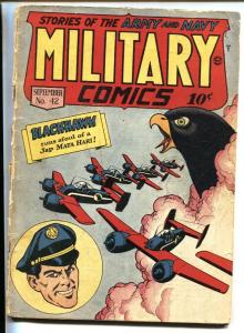 MILITARY COMICS #42 G+ 1945-BLACKHAWK-mata hari-PT BOAT