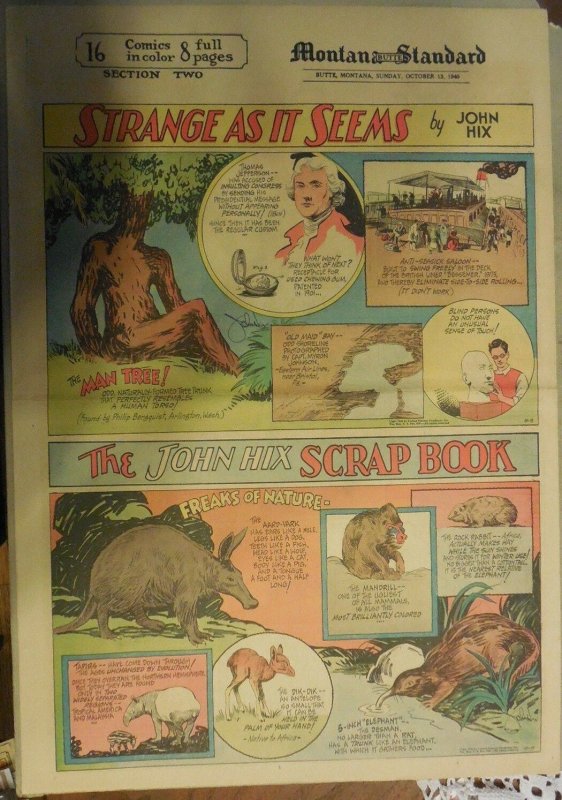 Strange As It Seems: Animal Freaks Memorabilia & Lore by Hix from 10/13/1941