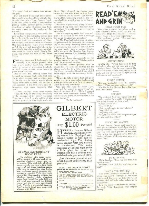 Open Road For Boys--January 1936--Pulp Magazine--Open Road--FR