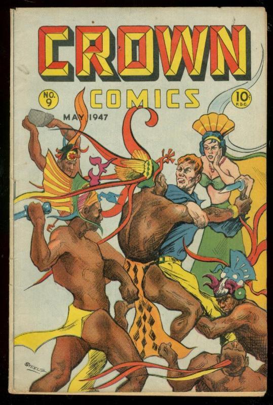 CROWN COMICS #9 1947-REVEALING NATIVE COVER-ESOTERIC VG