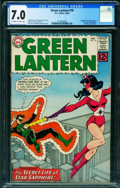 GREEN LANTERN #16 CGC 7.0 1st appearance STAR SAPPHIRE -2114503003