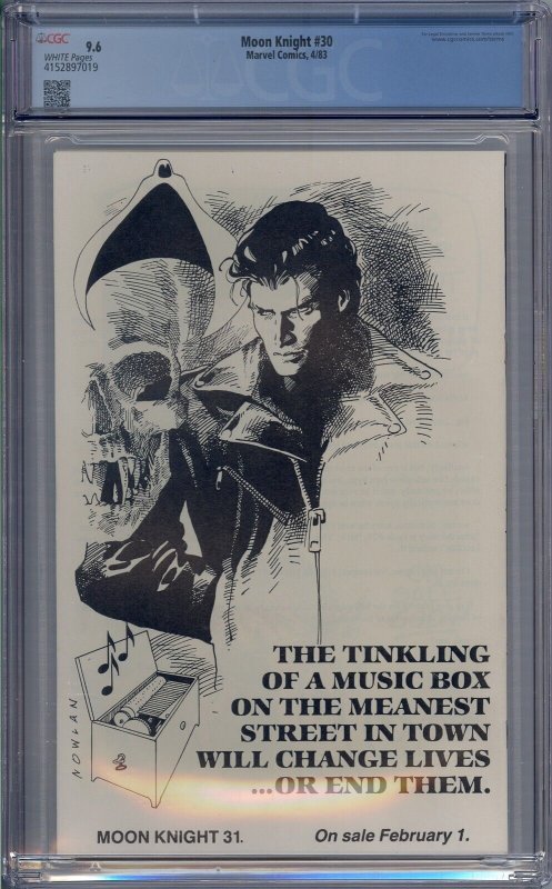 MOON KNIGHT #30 CGC 9.6 WEREWOLF JACK RUSSELL BILL SIENKIEWICZ WHITE PAGES