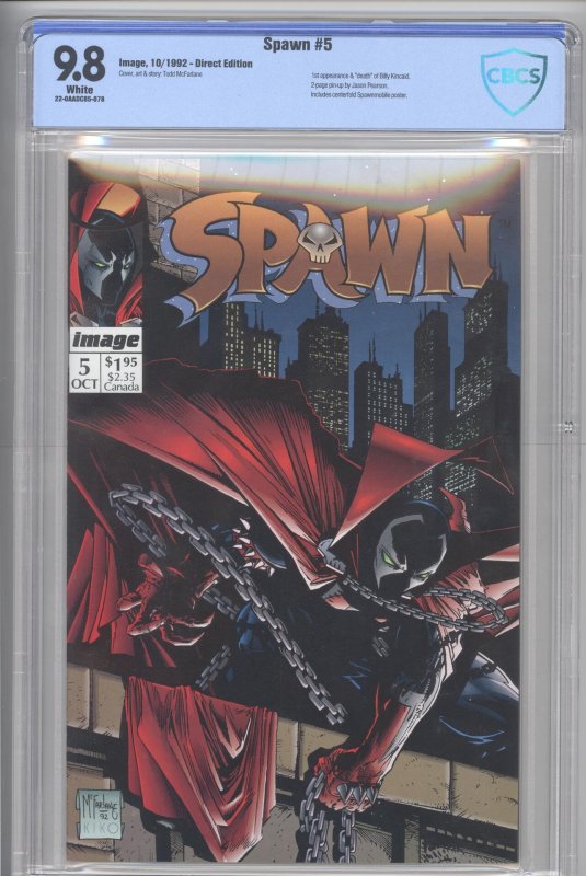 Spawn #5 - Key Comic & 1st appearance of Billy Kincaid- CBCS 9.8 -Brand New Slab