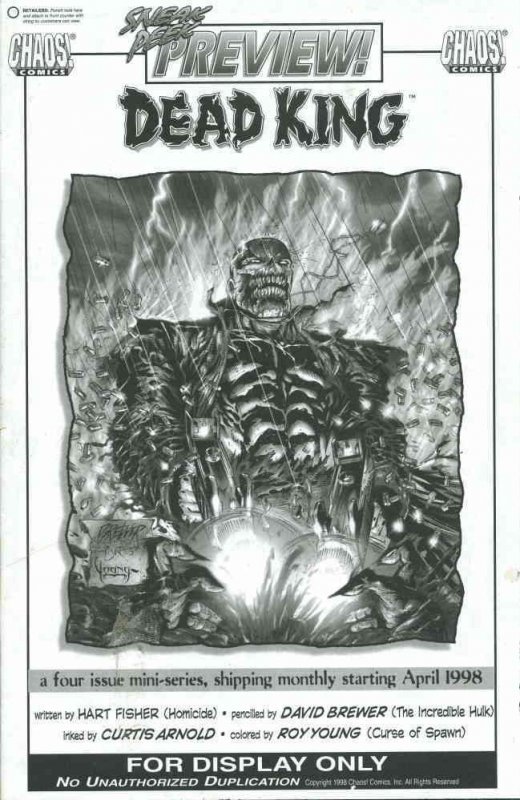 Dead King: Burnt Ashcan #1 VF/NM ; Chaos | Hart Fisher Sneak Peek Preview