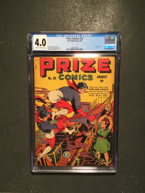 Prize Comics #33 CGC 4.0 VG prize publications 1943 GOLDEN AGE bondage cover 