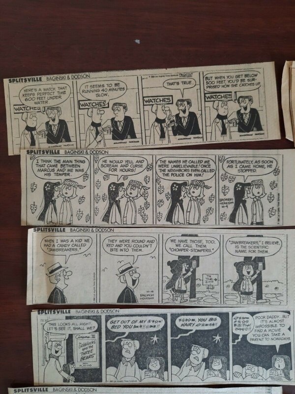 60X Splitsville Baginski & Dodson News Paper Comic Strip 1980 lot 7 x 2.5  