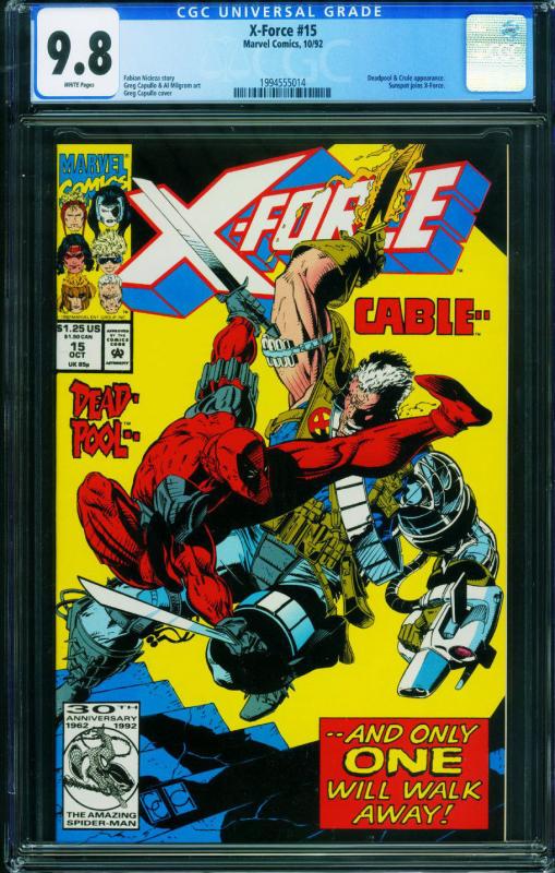 X-FORCE #15 CGC 9.8 DEADPOOL CABLE MOVIE marvel 1994555014