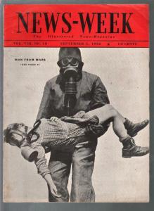 Newsweek 9/5/1936-Hitler-gas mask cover-Stalin-FDR-Dizzy dean-FN