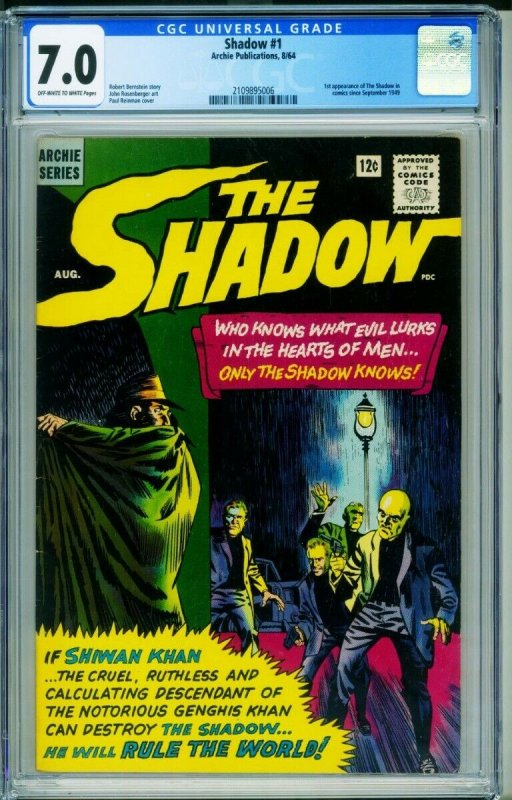 The Shadow #1 CGC 7.0 1964- Archie- Shiwan Khan 2109895006