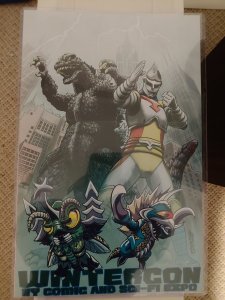 2015 Wintercon NY Comic & Scifi Expo Godzilla and Jet Jaguar print by Jeff Zorn