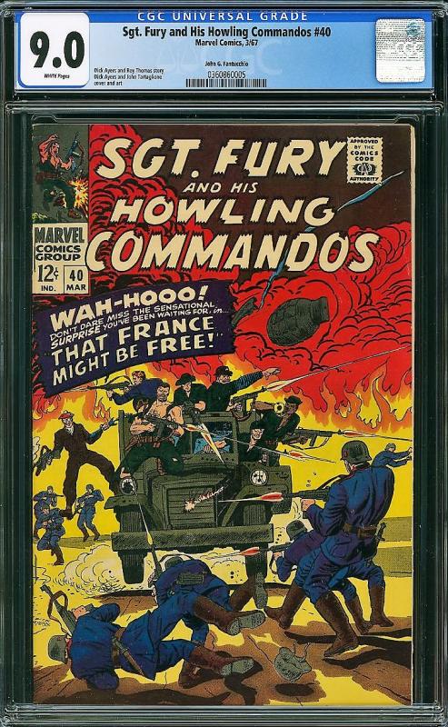 Sgt Fury #40 (DC, 1967) CGC 9.0