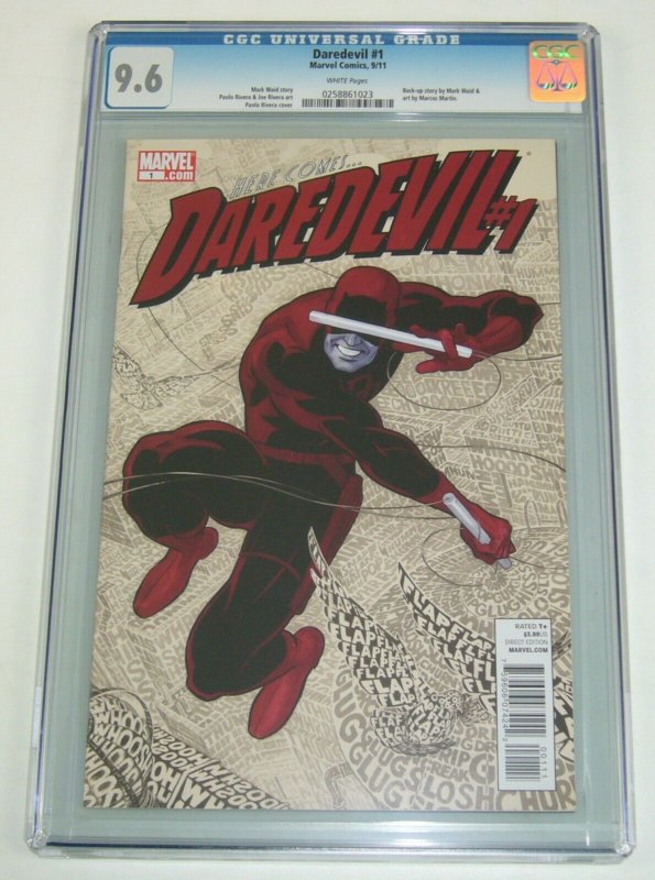 Daredevil #1 CGC 9.6 mark waid - paolo rivera - marvel comics - 2011 great cover