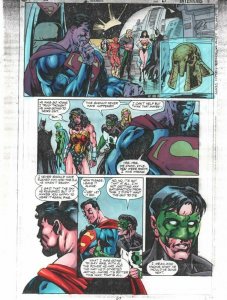 JLA Superpower #1 p.63 Color Guide Art - Superman, Batman - by John Kalisz