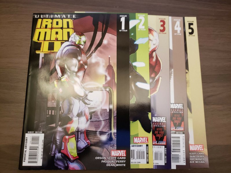 Ultimate Iron Man II (Marvel 2007) #1,2,3,4,5 | Pasqual Ferry Orson Scott Card 