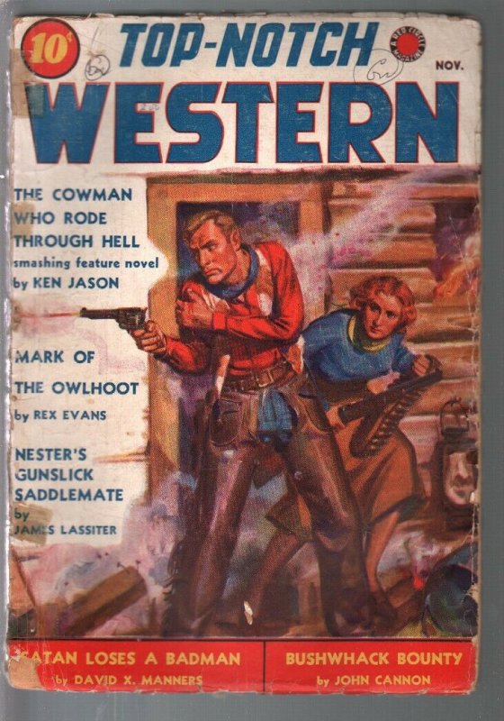 Top-Notch Western 11/1938-J W Scott GGA cover-western pulp thrills-G/VG