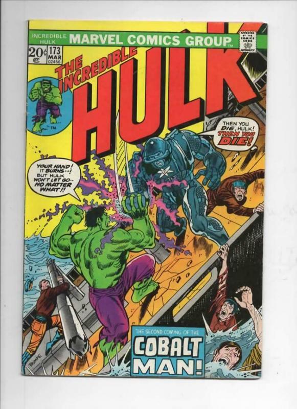 HULK #173, VG+, Incredible, Bruce Banner, Colalt Man, 1968 1974, more in store 