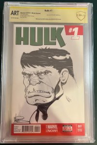 Hulk #1 2014 Dexter Vines Hulk Sketch CBCS Slab Art GB02