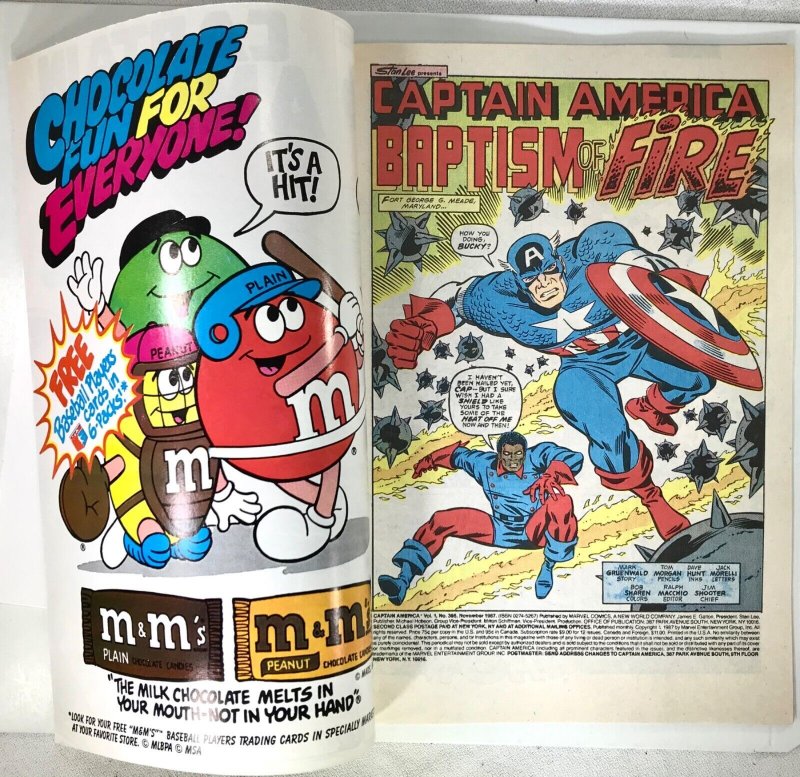 CAPTAIN AMERICA Comic # 335 — John Walker Replacement Cap —1987 Marvel Fine Cond 