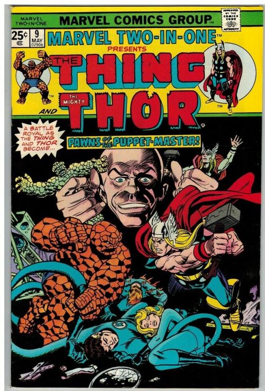 MARVEL TWO IN ONE 9 F-VF May 1975 Thing/ Thor