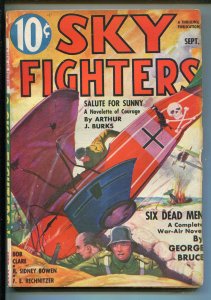 SKY FIGHTERS 9/1937-AIR WAR PULP-THRILLS-GEORGE BRUCE-GARY COOPER-BURKS-fn minus