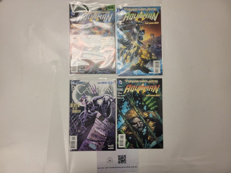 4 DC Comics #15 16 17 Aquaman + #4 Catwoman New 52 90 TJ26