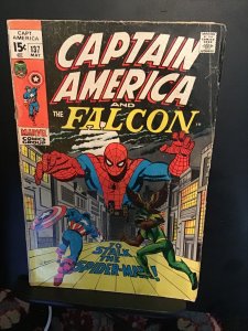 Captain America #137 (1971) affordable grade, Spider-Man X over key wow! VG