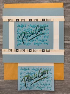 PLEASE COME INVITE Buffet Lettering 9x8 Greeting Card Art 6617 w/ 1 Card