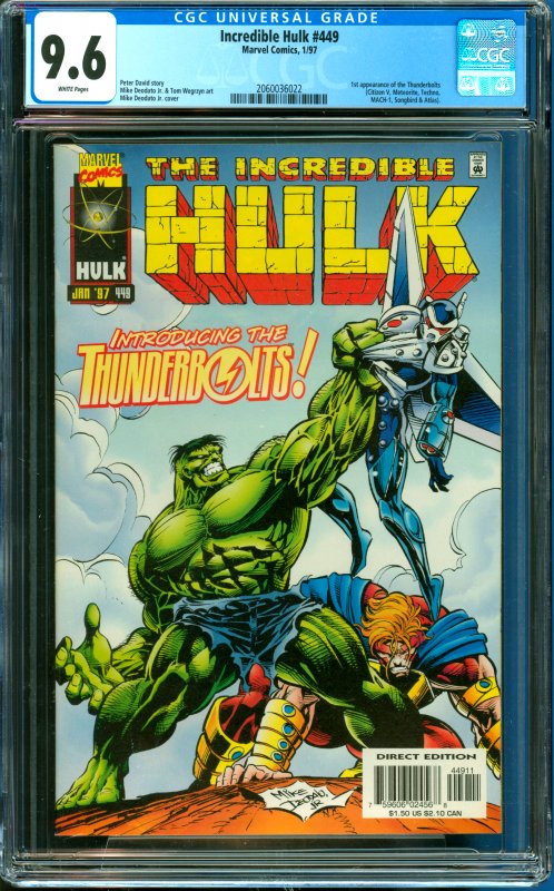 Incredible Hulk #449 CGC Graded 9.6 1st Appearance of the Thunderbolts