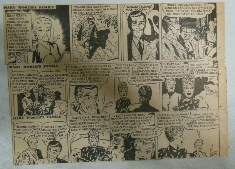 (39) Mary Worth Dailies by Saunders from 4-5,1946 Size 3 x 10 inches 