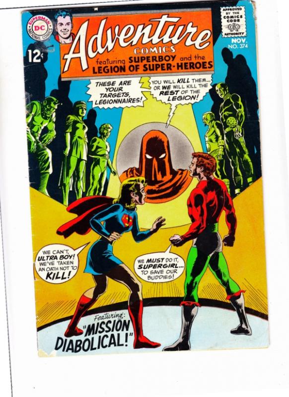 Adventure Comics #374 (Nov-68) VG Affordable-Grade Legion of Super-Heroes, Su...