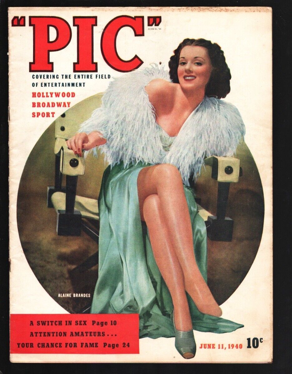 PIC 6/11/1940-Alaine Brandes-show girl cover-Hollywood-Broadway-sports-Cheese..