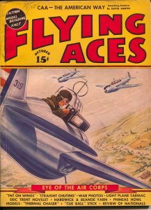 Flying Aces 10/1940-August Schomburg-Nazi Attack-Al McWilliams-hero pulp-VG