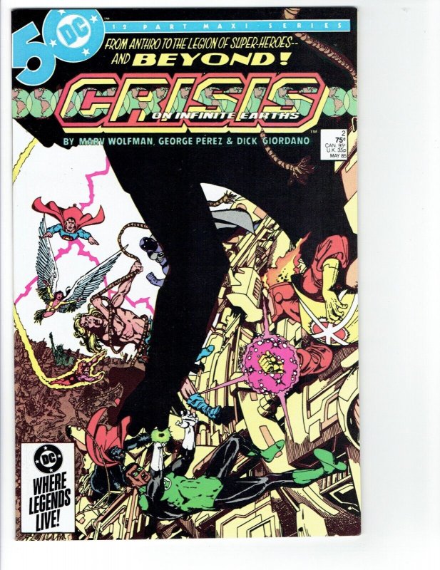 CRISIS ON INFINITE EARTHS #2 VF (DC Comics, Jan 1985) 1st Cameo Anti-Monitor 