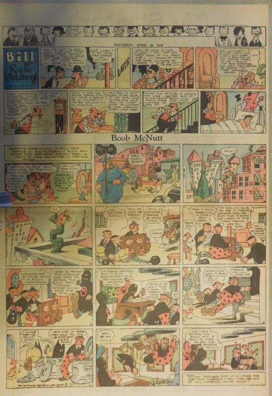 Boob McNutt Sunday by Rube Goldberg from 4/27/1930 Large Rare Full Page Size!