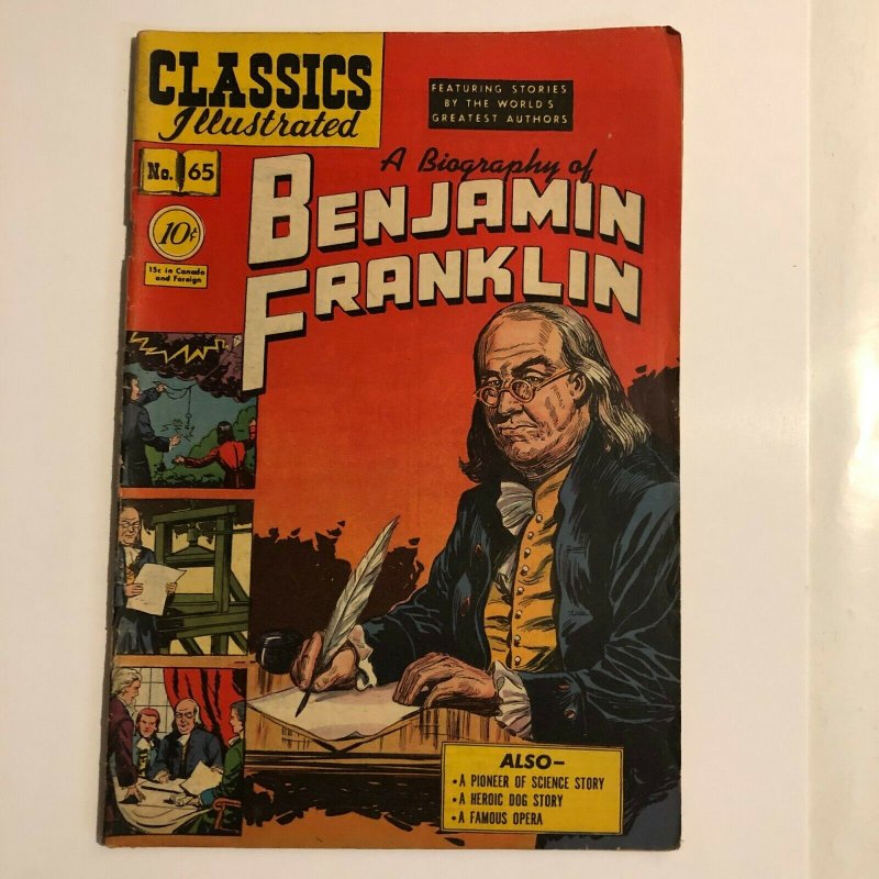 CLASSICS ILLUSTRATED 65 Benjamin Franklin HRN 64 (FIRST EDITION) VG+