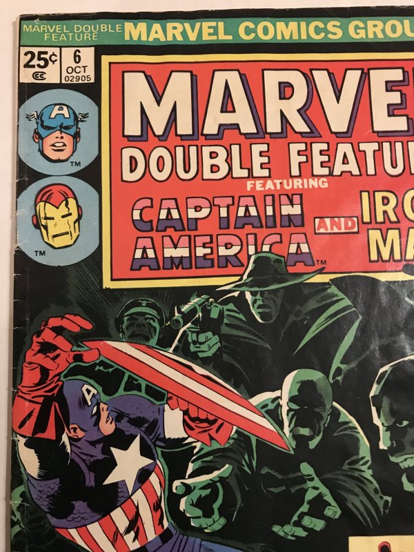 Marvel Double Feature #6 : 10/74 VG/FN; Iron Man, Captain America, Jack Kirby