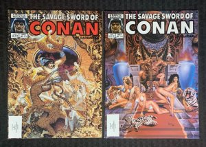 1985 SAVAGE SWORD OF CONAN Magazine #111 FVF #112 FN+ LOT of 2 Jusko Hickman