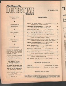 Authentic Detective9/1952-Strangulation cover-Exploitation-posed photos-Kille...