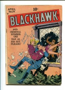 BLACKHAWK COMICS #24-QUALITY-1949-REED CRANDALL ART-GOOD GIRL COVER-VG/FN VG/FN 