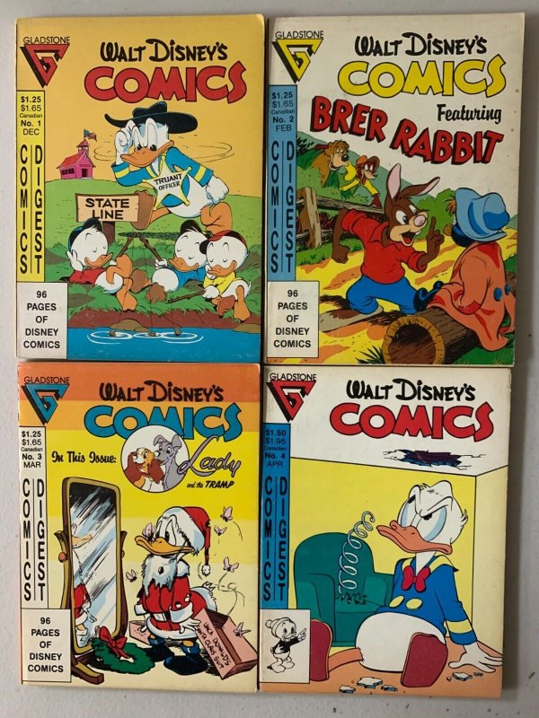 Walt Disney Comics Digest run #1-4 Gladstone 4 diff avg 6.0 (1986-87)