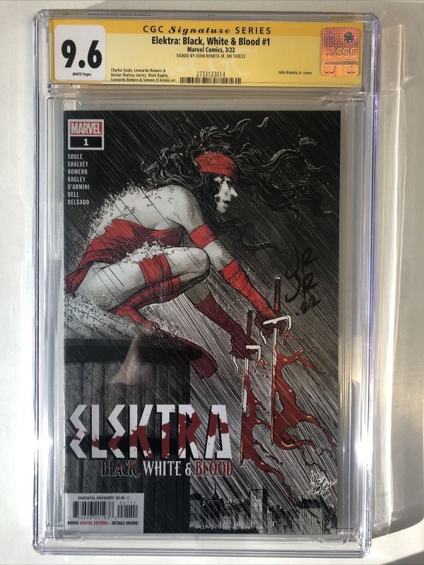 Elektra:Black, White & Blood (2022) #1 (CGC 9.6 SS WP) Signed John Romita JR.