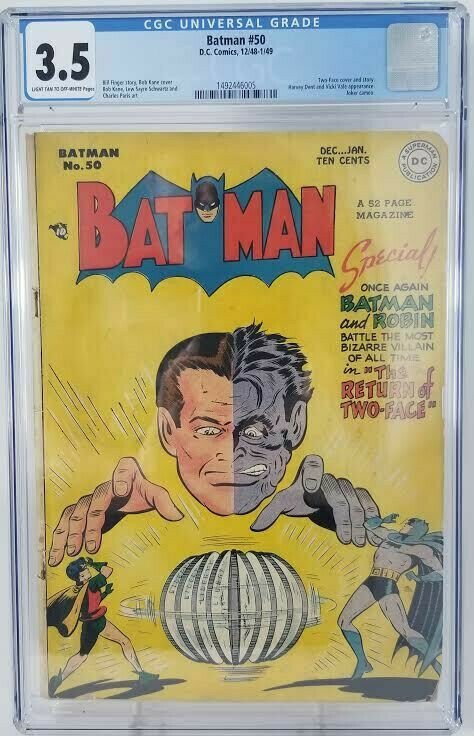 Batman #50~1949 DC~CGC 3.5 (VG-)~Two-Face Cover & Story, Dent & Vale Appearance