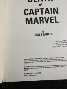 1982 THE DEATH OF CAPTAIN MARVEL by Jim Starlin SC FN 6.0 3rd Marvel Comics