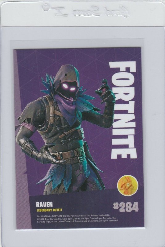 Fortnite Raven 284 Legendary Outfit Panini 2019 trading card series 1