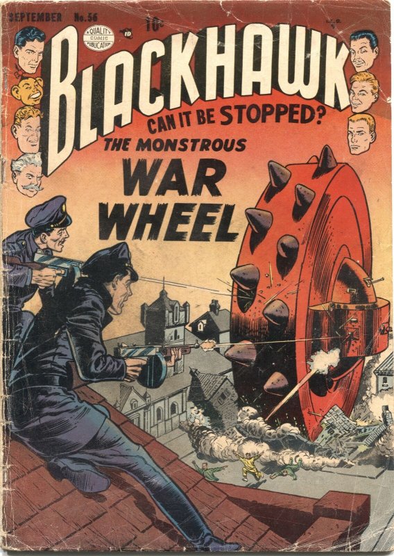 BLACKHAWK #56-1952-WAR WHEEL COVER AND STORY-AD FOR BLACKHAWK MOVIE